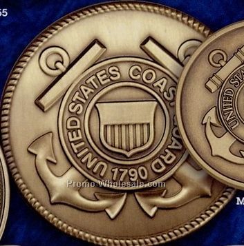 2-1/2" Coast Guard Military Seal Die-struck Brass Coin