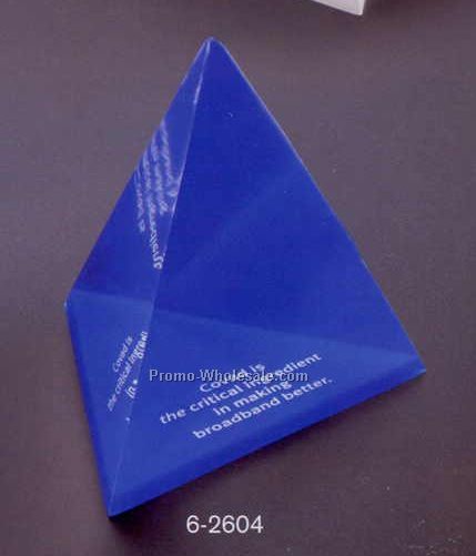 2-1/2"x2-1/2"x2-3/16" Acrylic 3-sided Pyramid W/ Colored Bottom Award