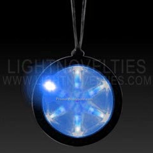 2-1/4" Light Up Badge W/ Blue Pendant Necklace
