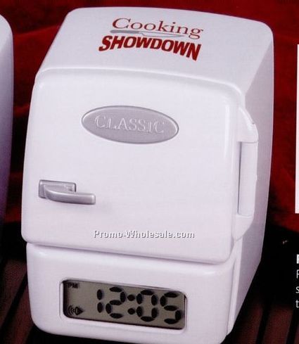 2-3/4"x3-1/4"x3" Refrigerator Shaped Plastic FM Radio With Alarm Clock