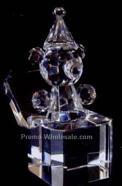 2-3/8" Optic Crystal Bear In The Box Figurine