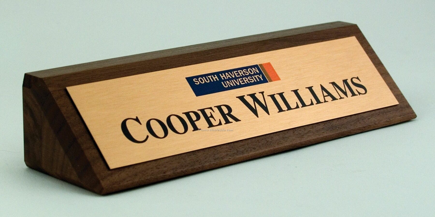 2"x 8" Solid Walnut Desk Nameplate With Premier Color Plate