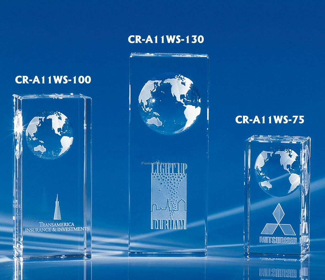 2"x5"x1-1/8" Dominance Of The World Crystal Award/ World Globe On Back