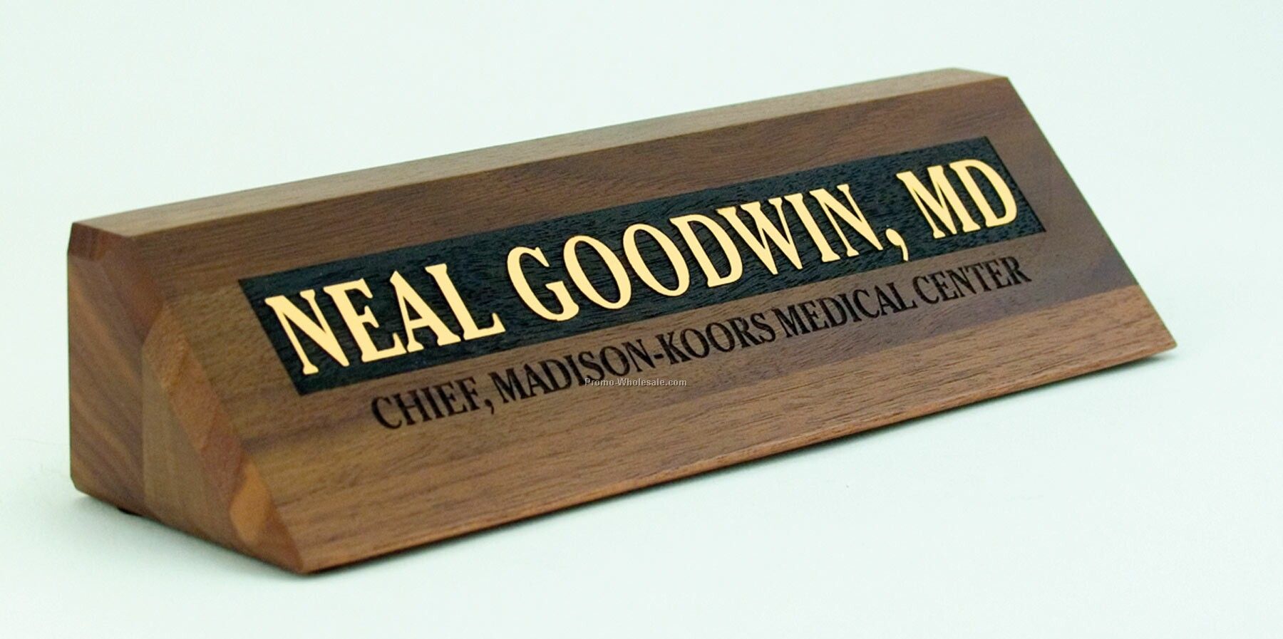 2"x8" Solid Walnut Desk Nameplate With Laser Carved Design