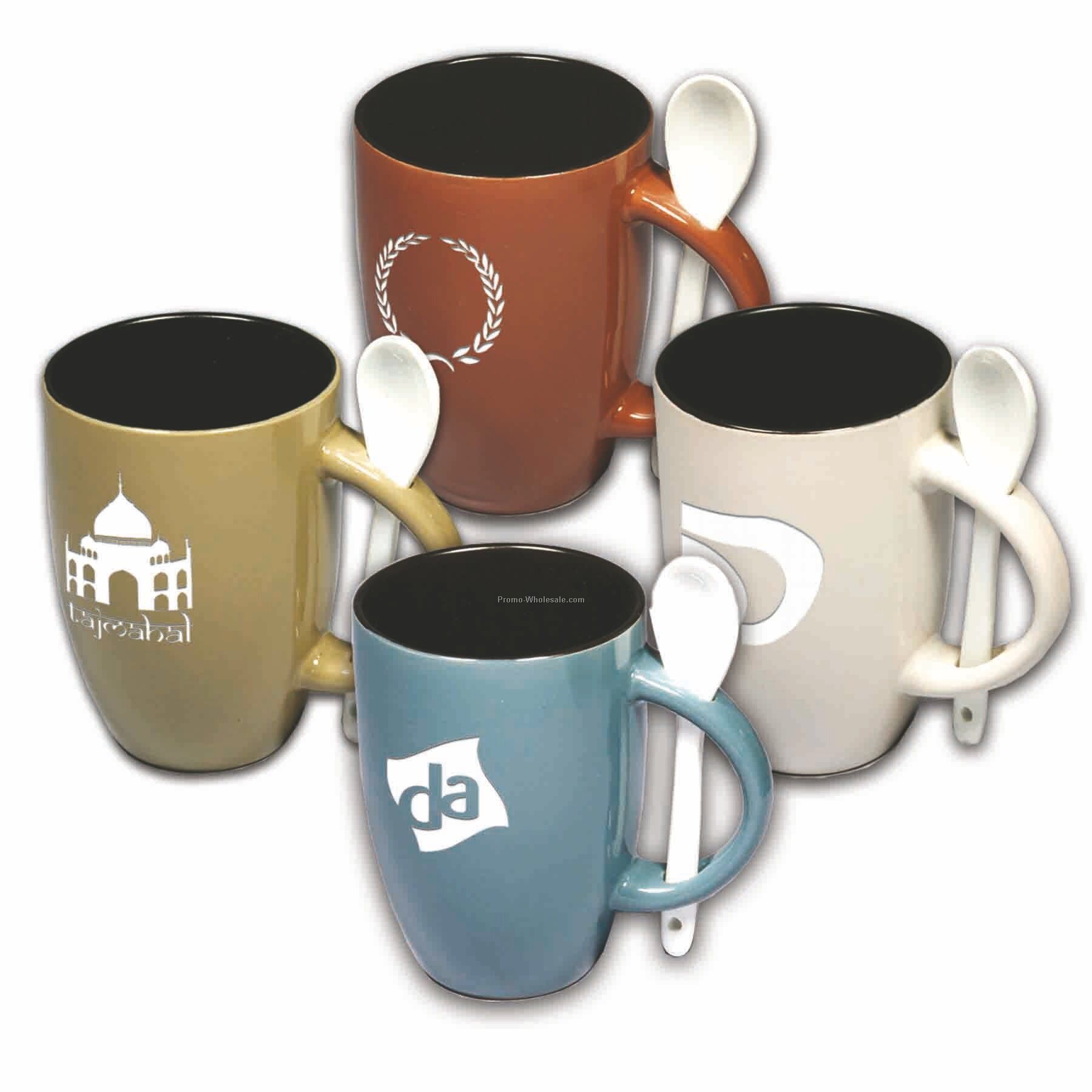 20 Oz. Ceramic Eastgate Mug W/ Spoon (Deep Etch)