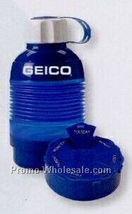 21 Oz. Collapsible Water Bottle W/ Pill Box (3 Day Shipping)