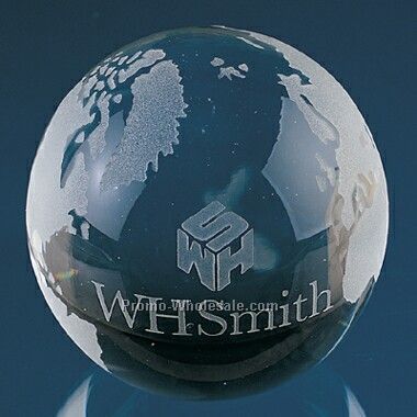 3" Jade Crystal World Globe (Screened)