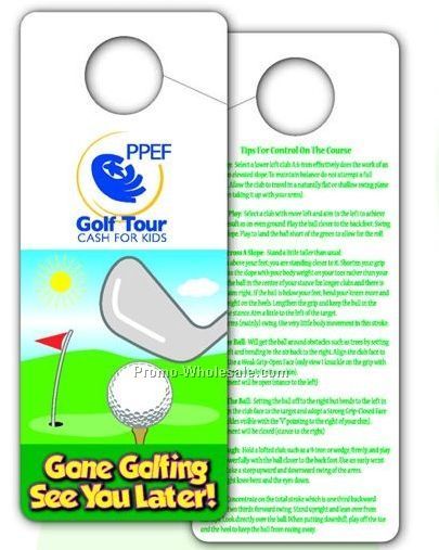 3-1/4"x8" Custom Printed Doorknob Hanger Golf Info Sign