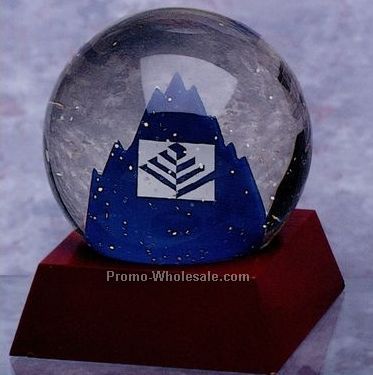 3-1/8" Liquid Filled Glass Globe With Pyramid Base & Silkscreen Laser Cut