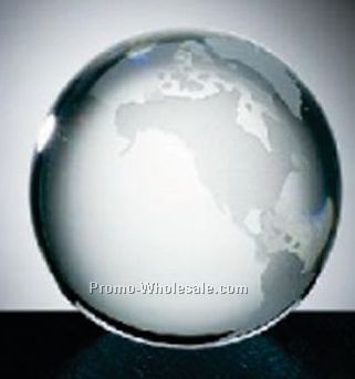 3-1/8" Optic Crystal World Globe With Flat Bottom