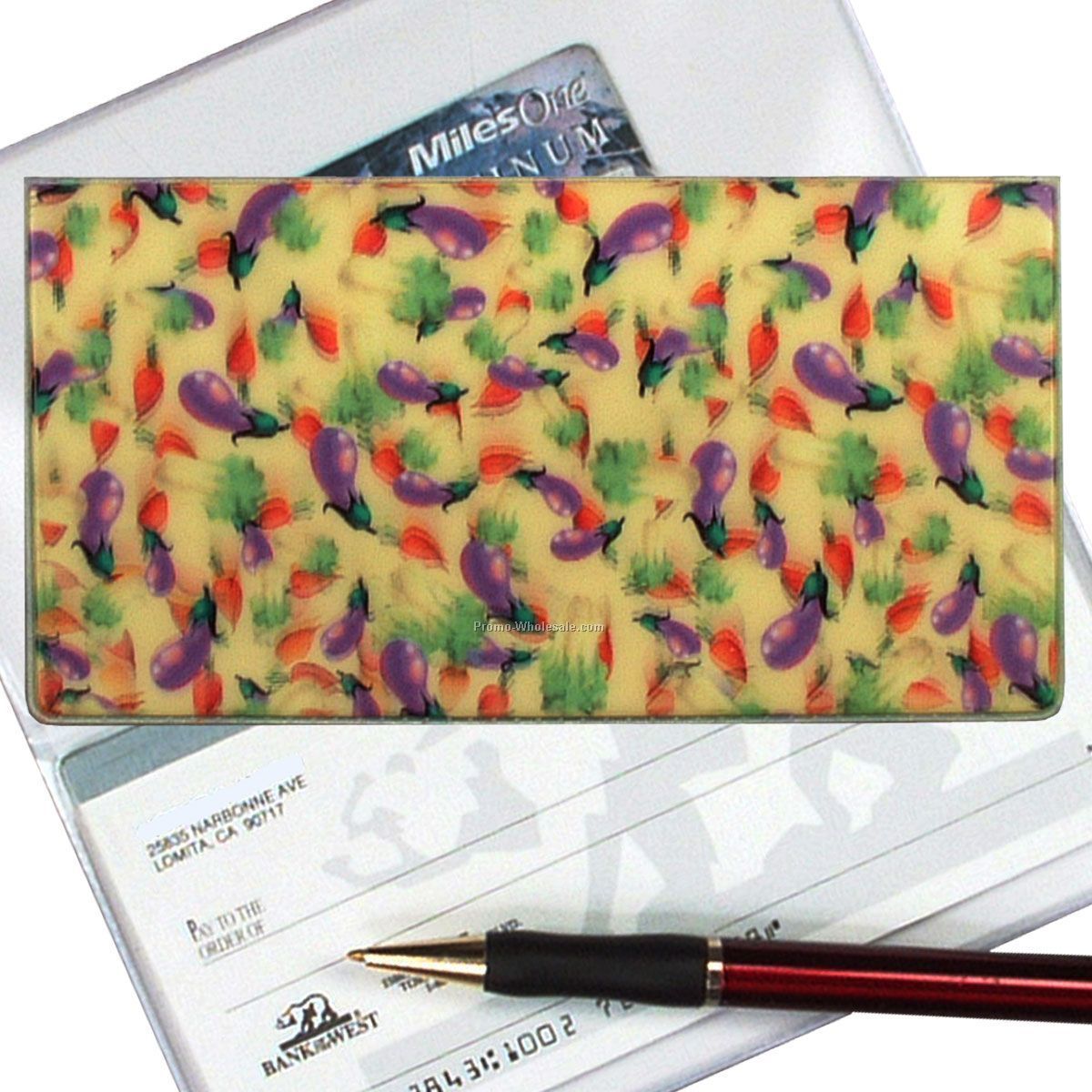 3-3/8"x6-3/8" 3d Lenticular Checkbook Cover - Stock / Eggplant