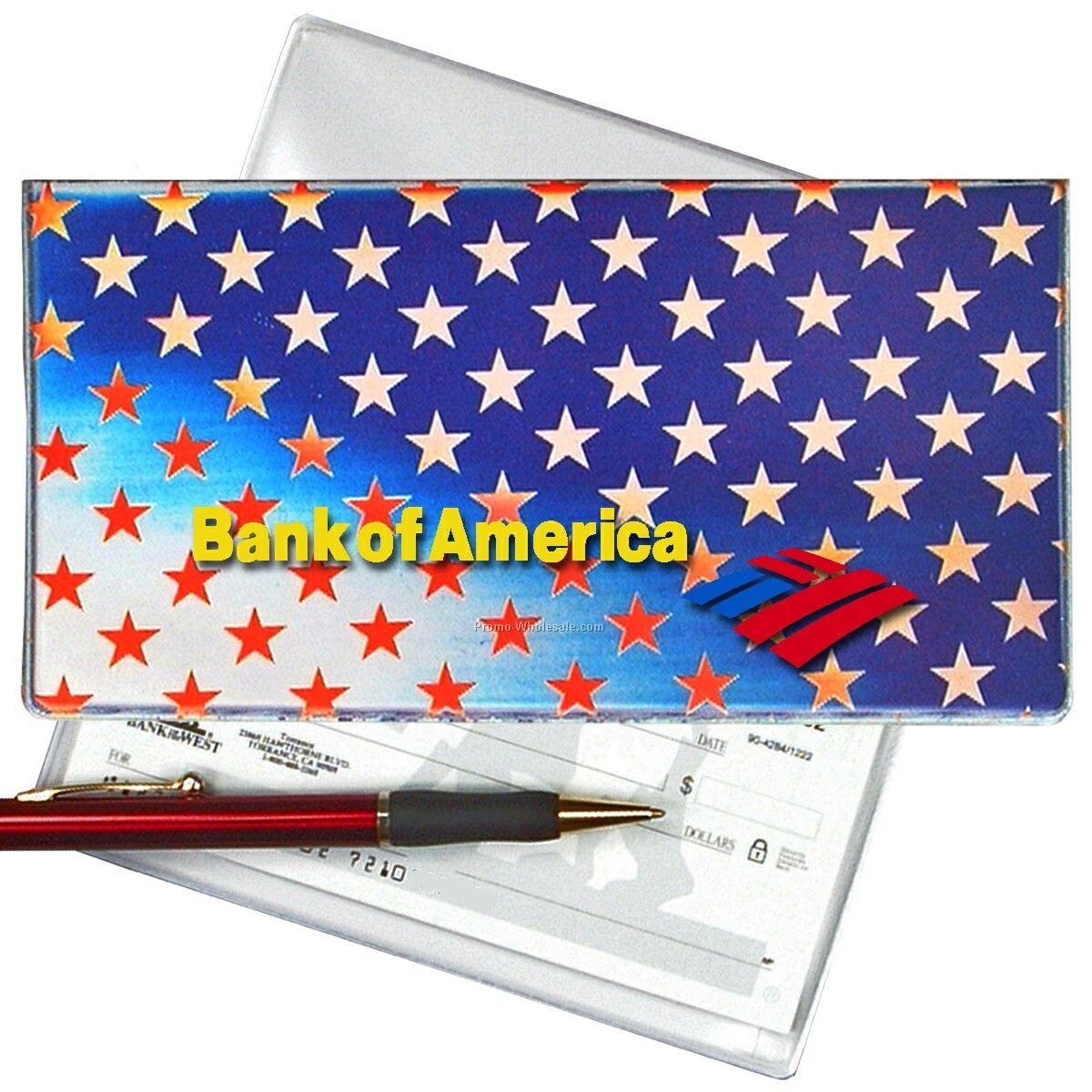 3-3/8"x6-3/8" 3d Lenticular Checkbook Cover - Stock / Patriotic Stars