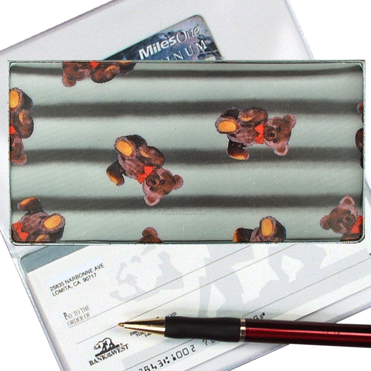 3-3/8"x6-3/8" 3d Lenticular Checkbook Cover - Stock / Teddy Bear Stripes