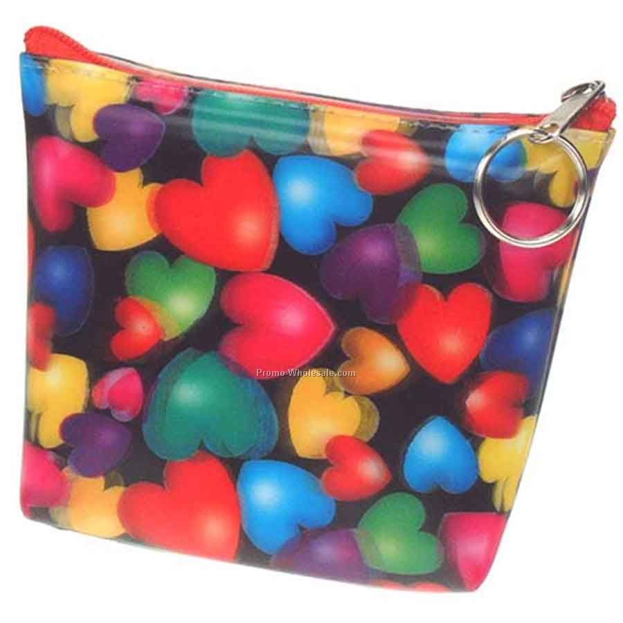 3d Lenticular Purse With Key Ring - Pavia - Stock / Candy Hearts
