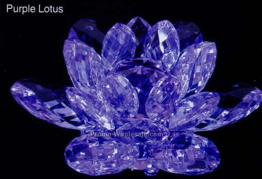 4" Optic Crystal Purple Lotus Figurine