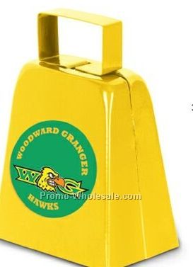 4" School Spirit Cowbell W/ Custom Imprinted Sticker