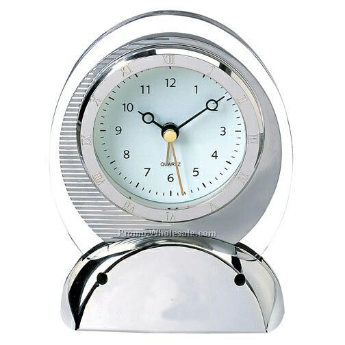 4-1/4"x5-3/4"x1-1/2" Oval Quartz Movement Alarm Clock W/ Sweep Second Hand