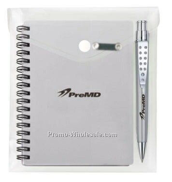 4-3/8"x6" Calypso Pen Combo In Envelope W/ Double Spiral Bound Notebook