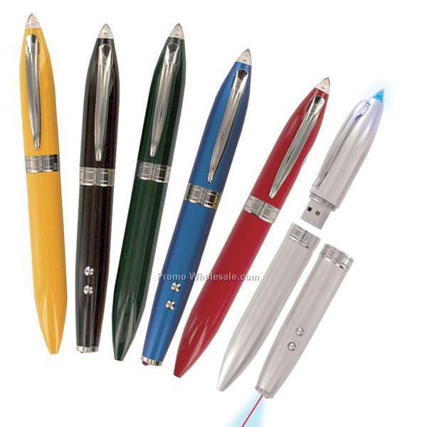 4-in-1 USB Flash Drive/Ballpoint Pen/PDA Stylus/Laser Pointer - 128mb