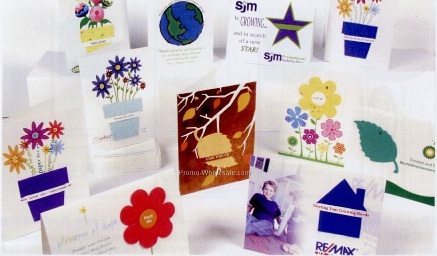 4"x5-1/4" Die Cut Lil' Bloomer Note Card W/ Flower Petal
