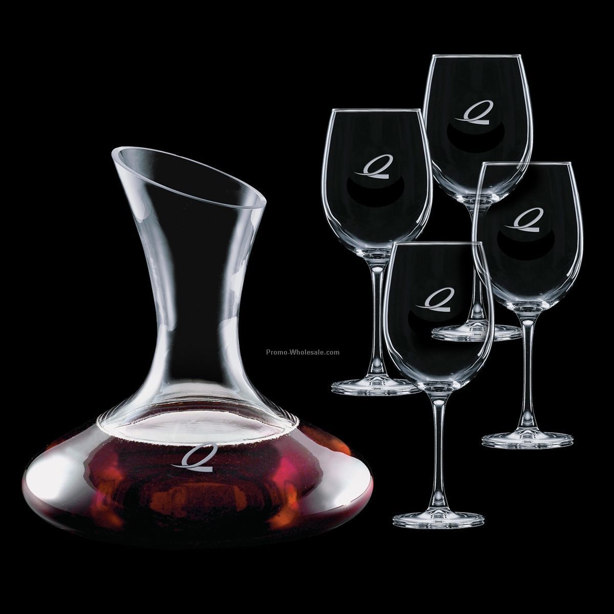 40 Oz. Crystal Edenvale Carafe & 4 Wine Glasses
