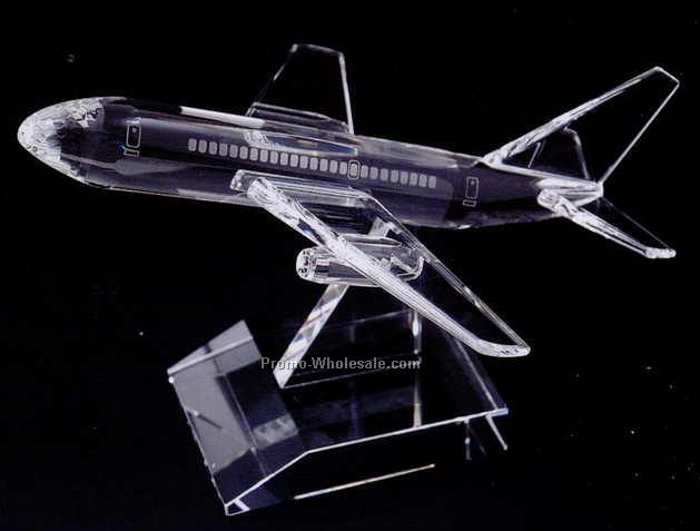 5-3/4"x9"x7-1/2" Optic Crystal Airplane Figurine