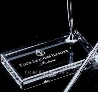 5"x3"x3/4" Optical Crystal Pen Holder W/ Pen Set