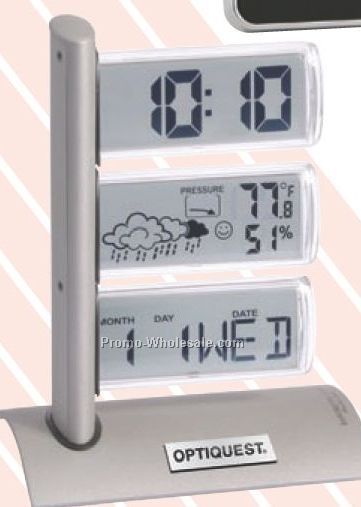 5"x6-1/2"x3-1/8" Triple Display Weather Station Alarm Clock