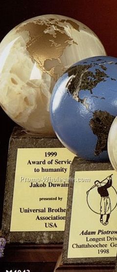 6" Marble World Globe Award On Base