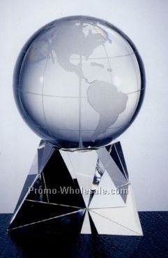 6-1/2" Large Longitude & Latitude World Globe W/ Triangle Base