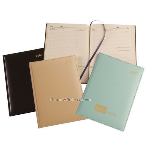 7"x9-1/2" Teal Green Bonded Leather Medium Desk Planner