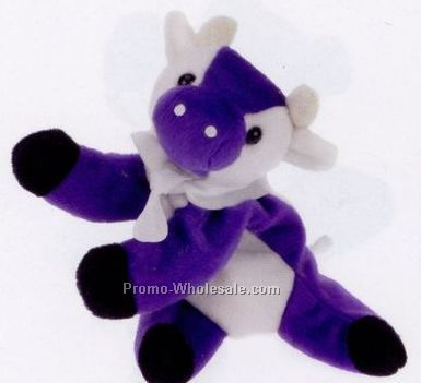 8" Laying Purple Cow Beanie Animal