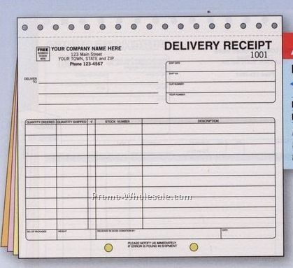 8-1/2"x7" 3 Part Delivery Receipt