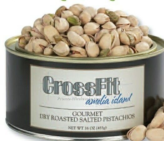 8 Oz. Salted In-the-shell Pistachios In Tin W/ Custom Label