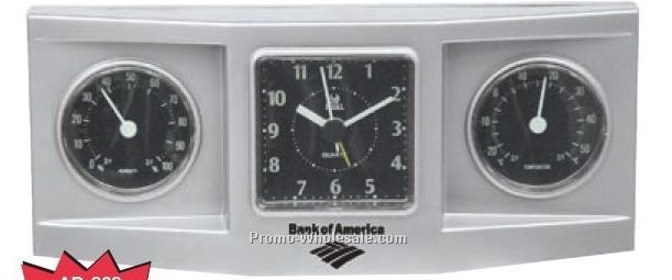 8"x3-1/4"x3/4" 3-dial Weather Station Alarm Clock