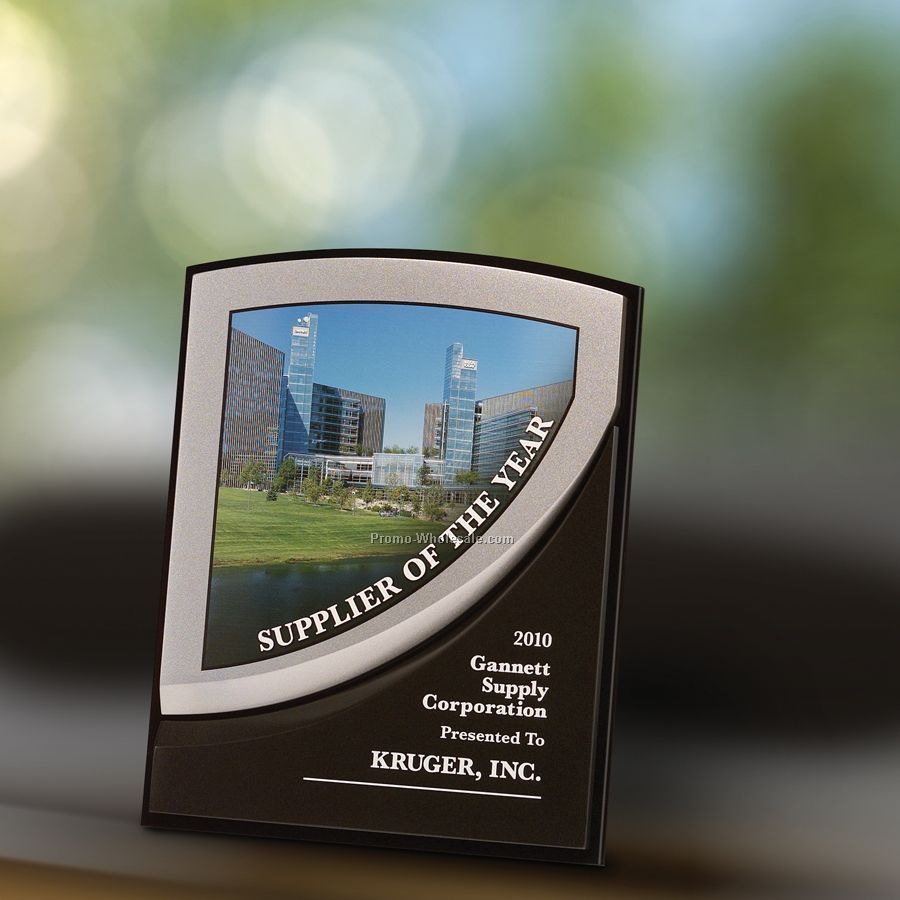 Adcast Award Plaque W/ Replicafinish & Photo Upper Left - 8"x10"