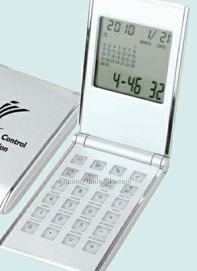 Aluminum Travel Alarm Clock/ Calculator