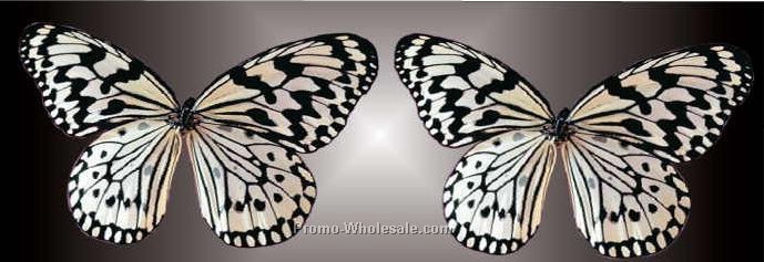 Black & White Butterfly Panoramic Badge W/ Metal Pin