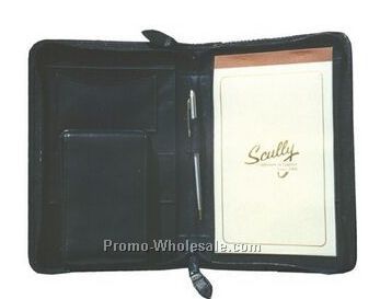 Black Plonge Leather PDA Case W/ Zip Binder