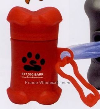 Bone Shaped Pet Trash Container With 20 Poly Bags & Clip