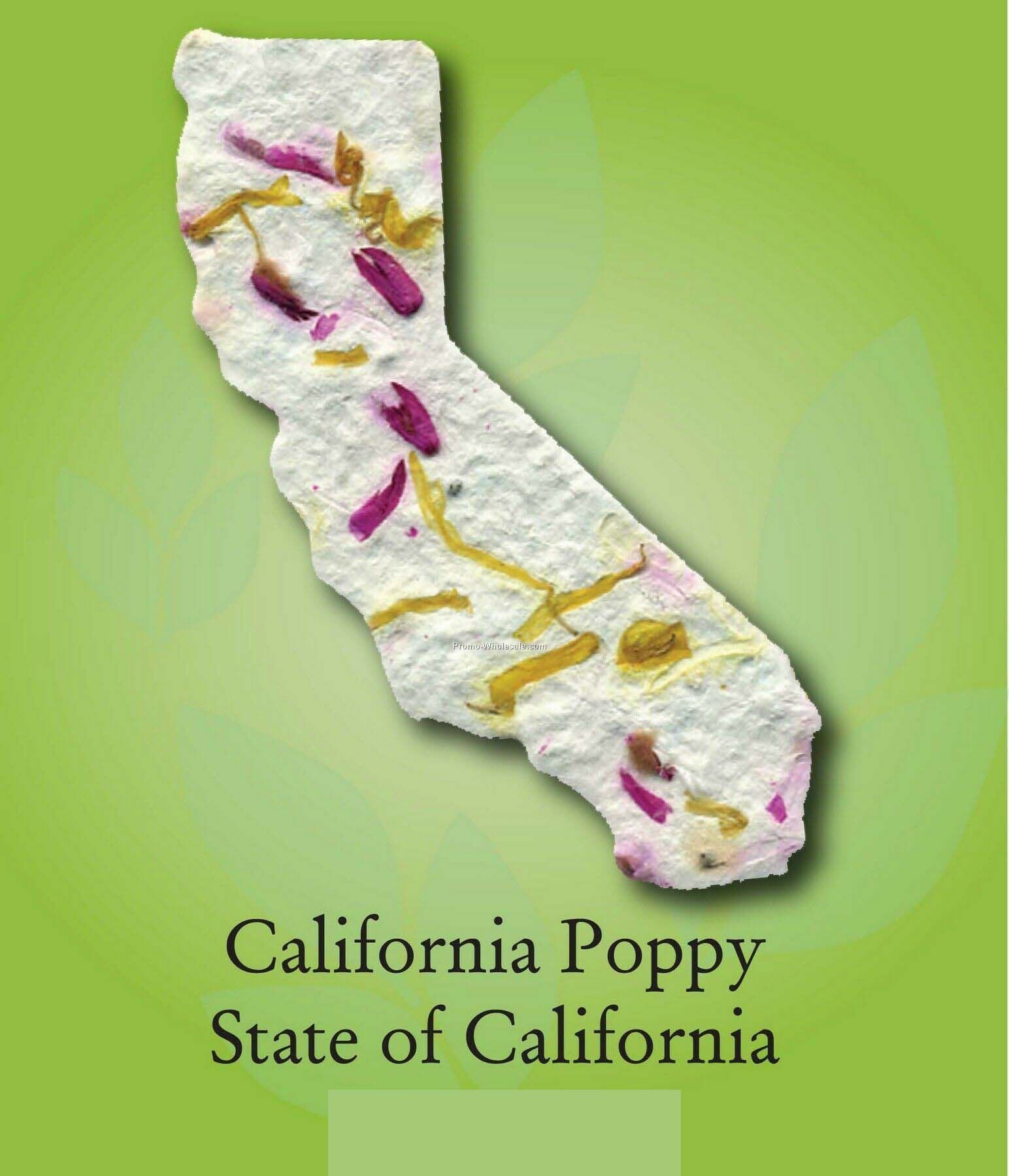 California Poppy State Of California Ornament W/ Embedded Seed