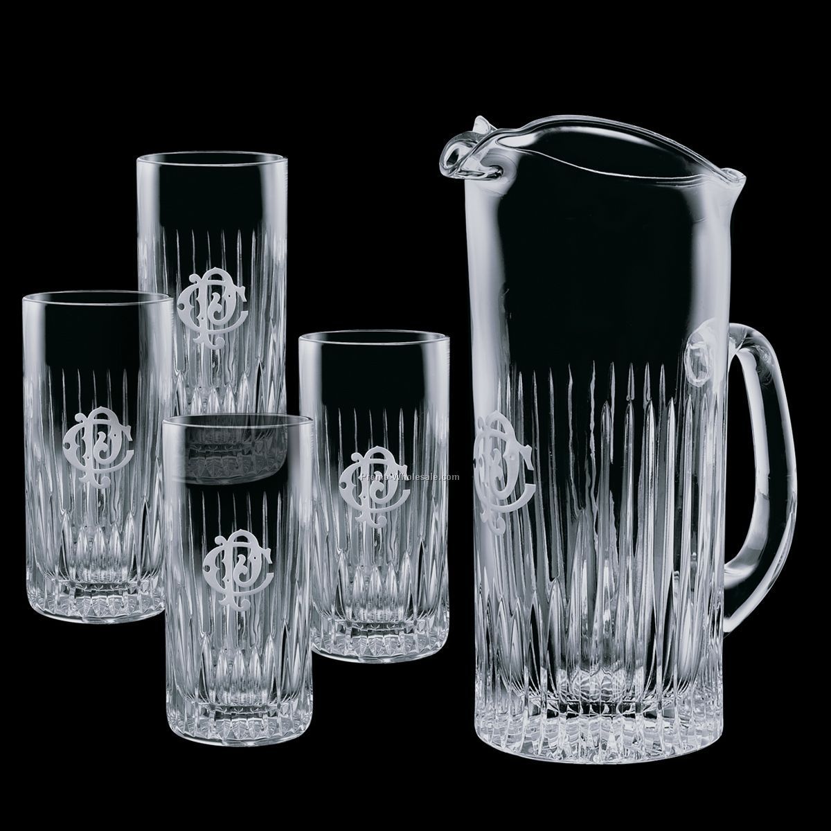 Carey Pitcher & 4 Hiball Glasses