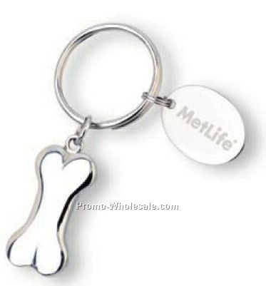 Charmed Split Ring Key Holder With Dog Bone Charm And Hang Tag