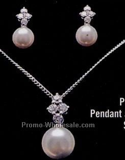 Distinctive Emblematic Jewelry - Pearl Pendant & Earring Set