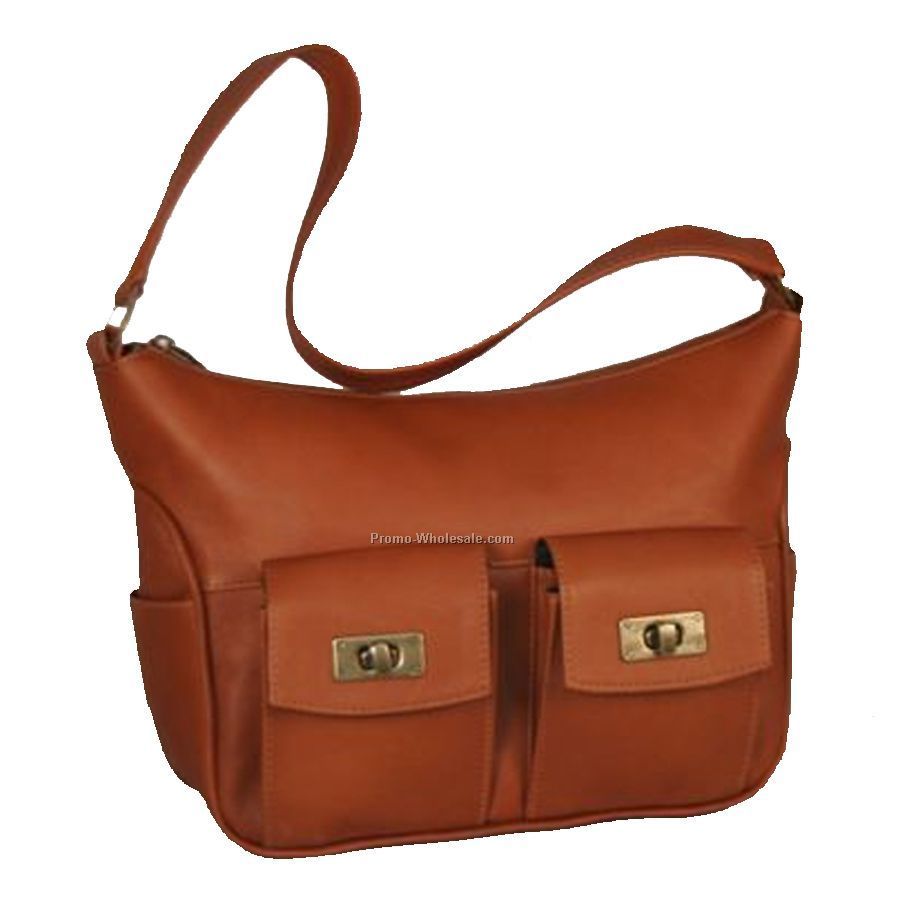 Double Turn Lock Handbag