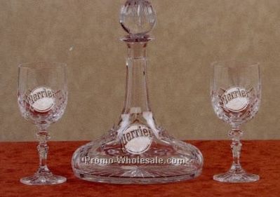 Durham Collection Ship's Wine Crystal Wine Decanter Set W/ 4 Wine Glasses