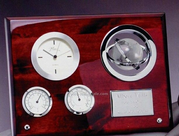 Elegant Rosewood Clock & Weather Station