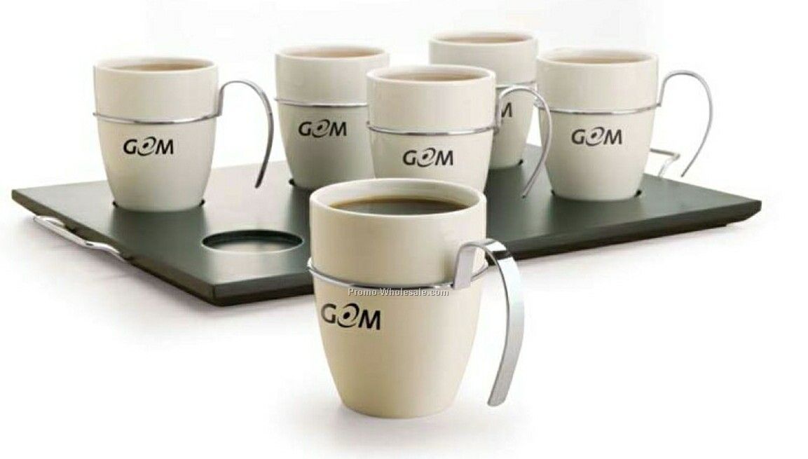 Essentials Latte I 7 Piece Mug & Tray Set