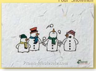 Floral Seed Paper Holiday Card With Stock Message - Four Snowmen