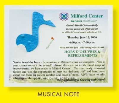 Floral Seed Paper Pop-out Post Card - Musical Note